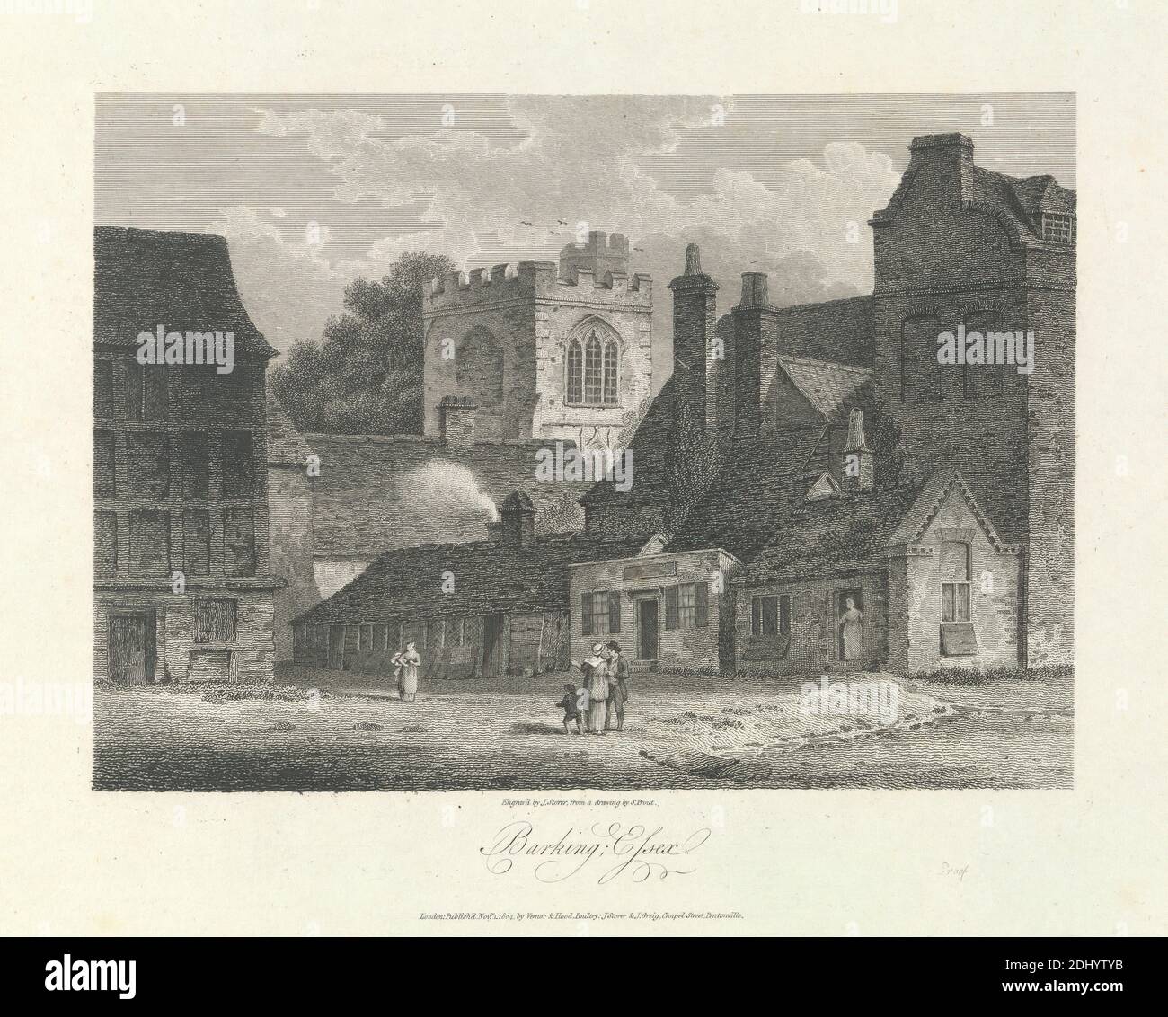 Barking, Essex, Outer Suburb - East, James S. Storer, 1771–1853, British, after Samuel Prout, 1783–1852, British, 1804, Engraving Stock Photo