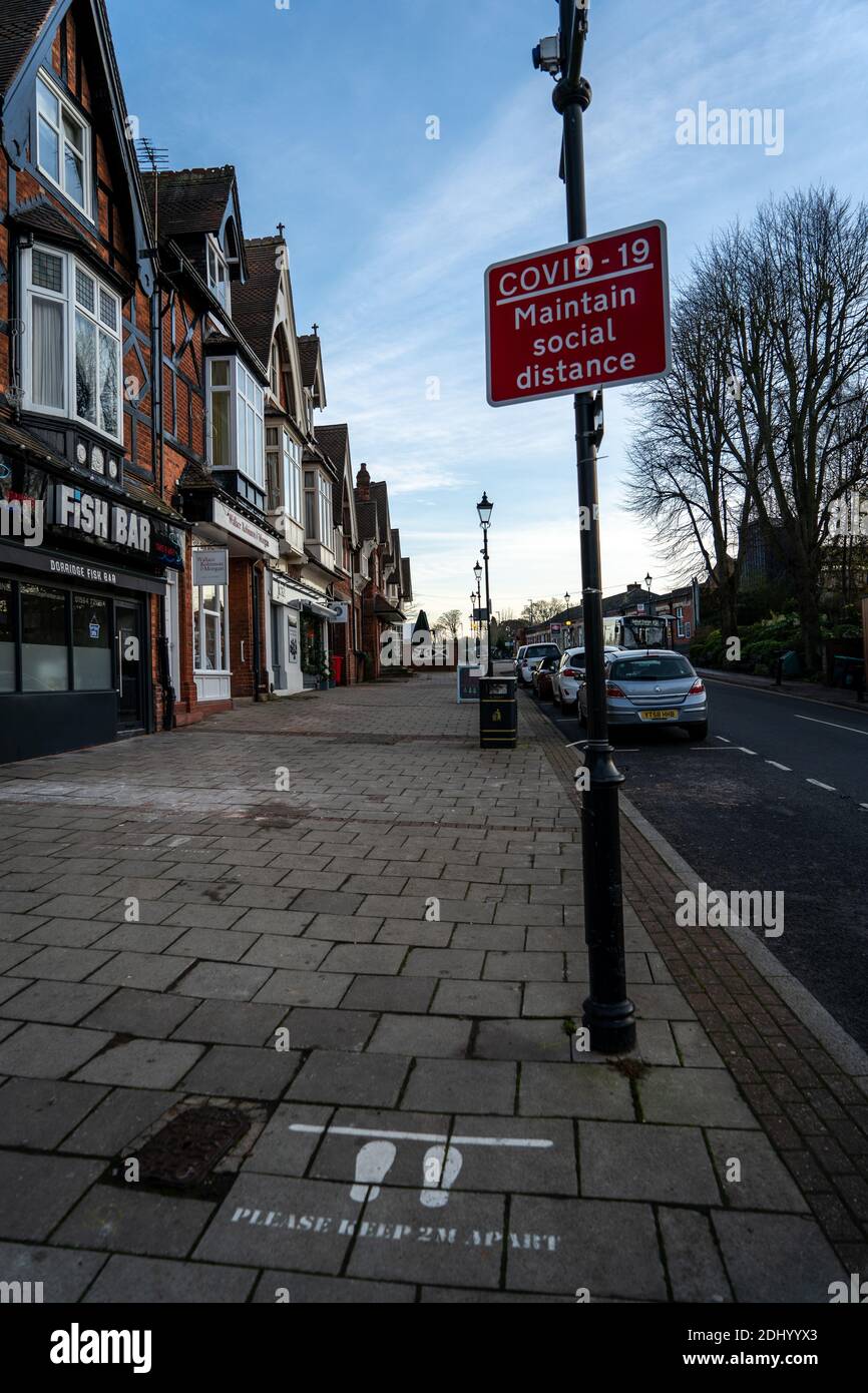 Solihull, United Kingdom - December 2020: Covid-19 Maintain Social Distance sign Stock Photo