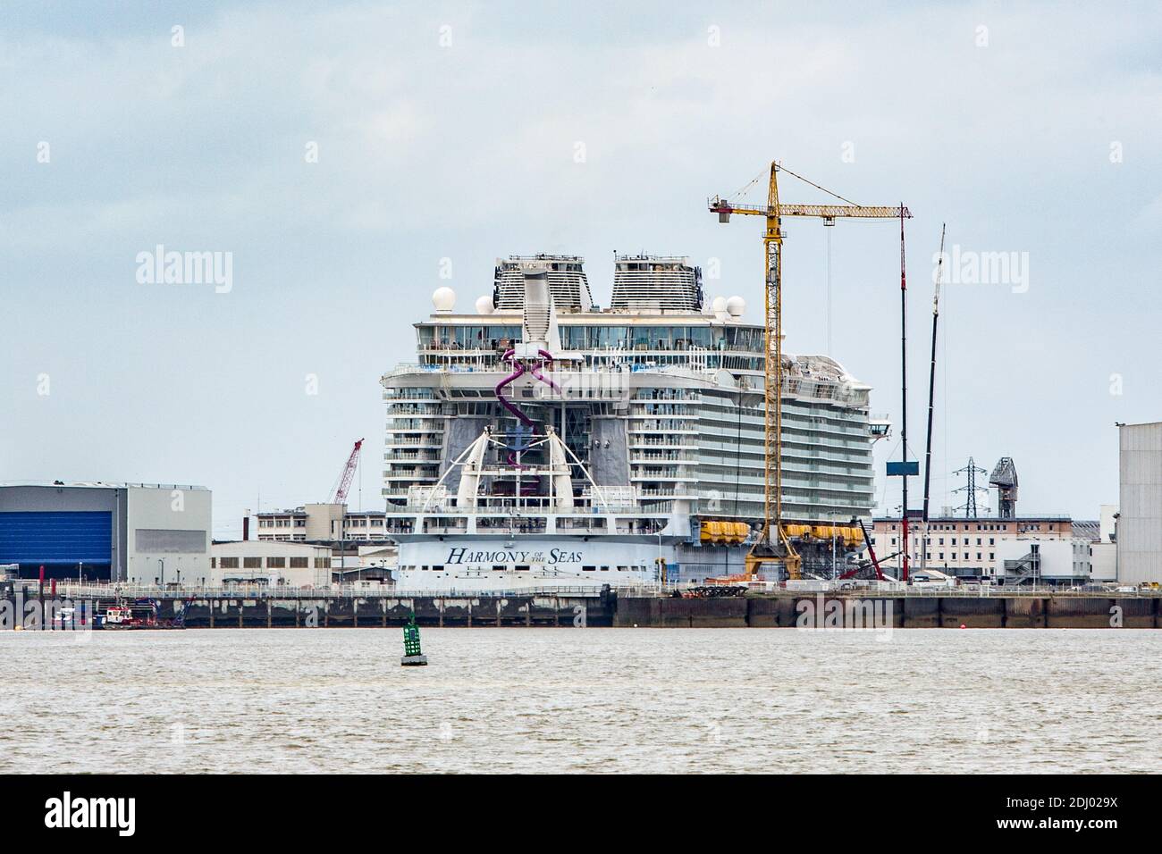 The Harmony Of The Seas Cruise Ship At The Stx Shipyard Of Saint Nazaire Western France After Its Second Sea Trial On April 26 2016 With A Capacity Of 6 296 Passengers And 2 384