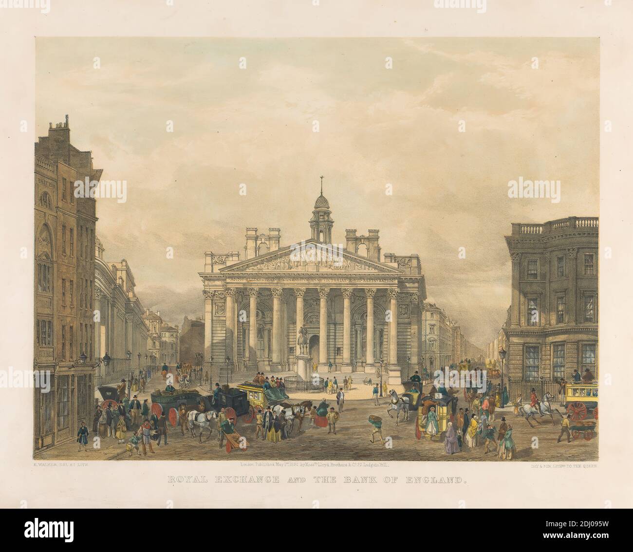 The Royal Exchange and the Bank of England, Edmund Walker, active 1836