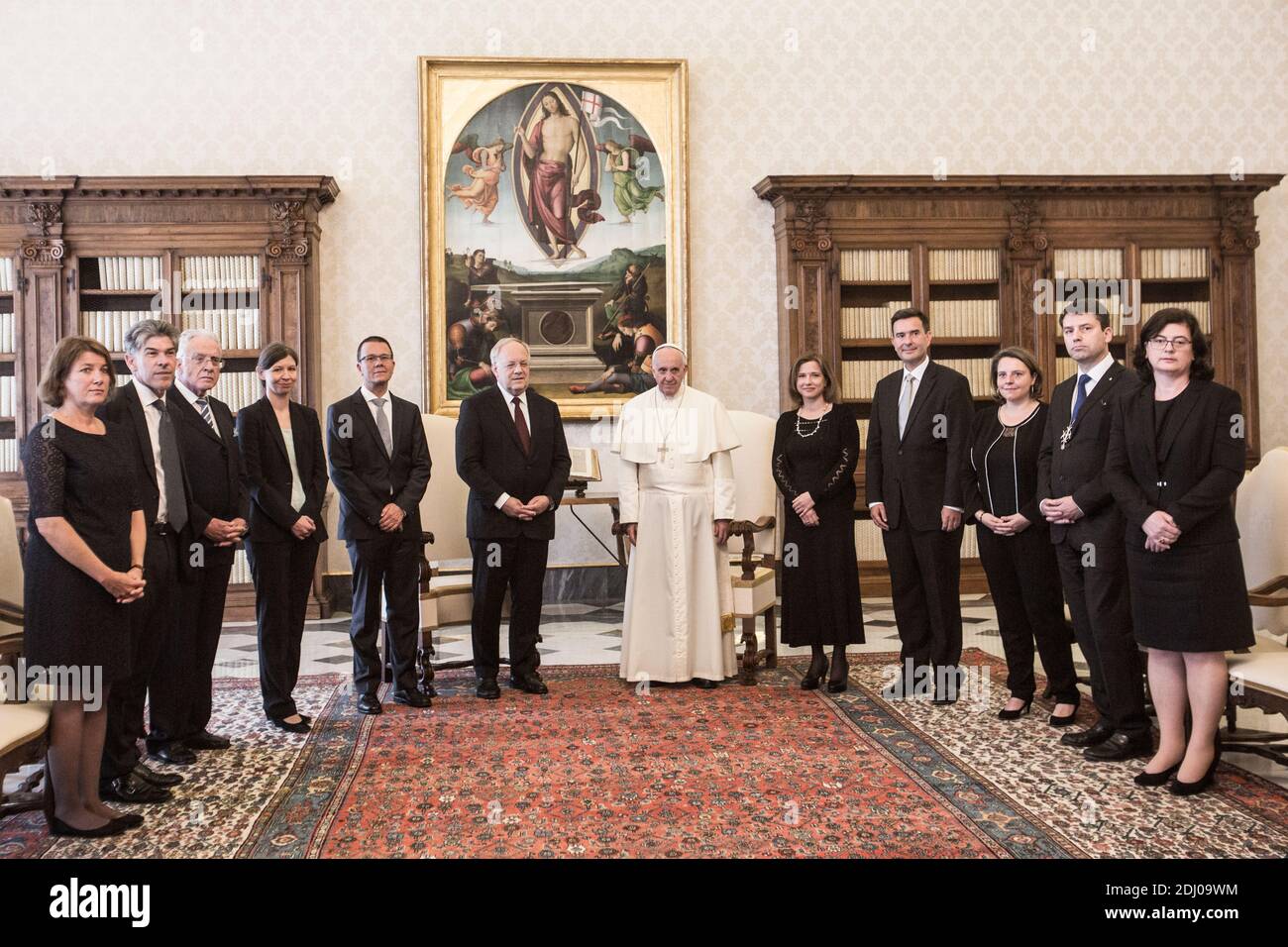 Pope Francis met with Swiss President Johann Schneider-Ammann during a Private audience at the Vatican on May 7, 2016. Photo by ABACAPRESS.COM Stock Photo