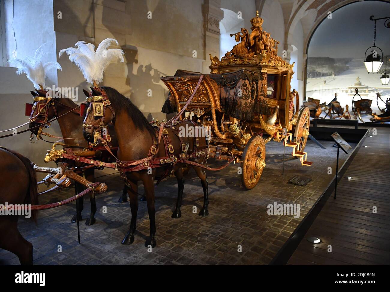 Royal Carriages are on display in the Galerie des Carrosses (Carriage