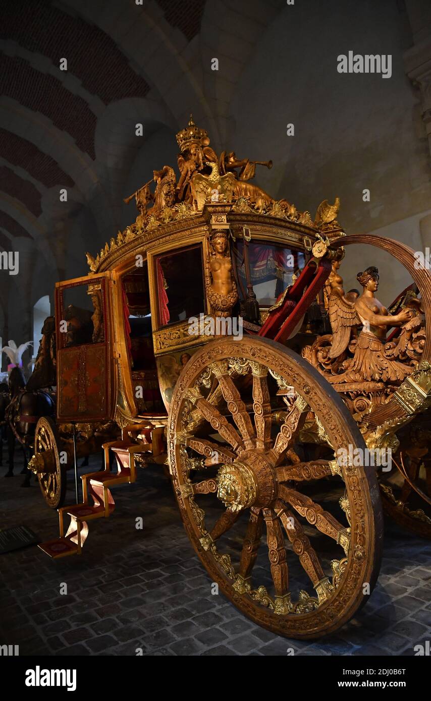 Royal Carriages are on display in the Galerie des Carrosses (Carriage