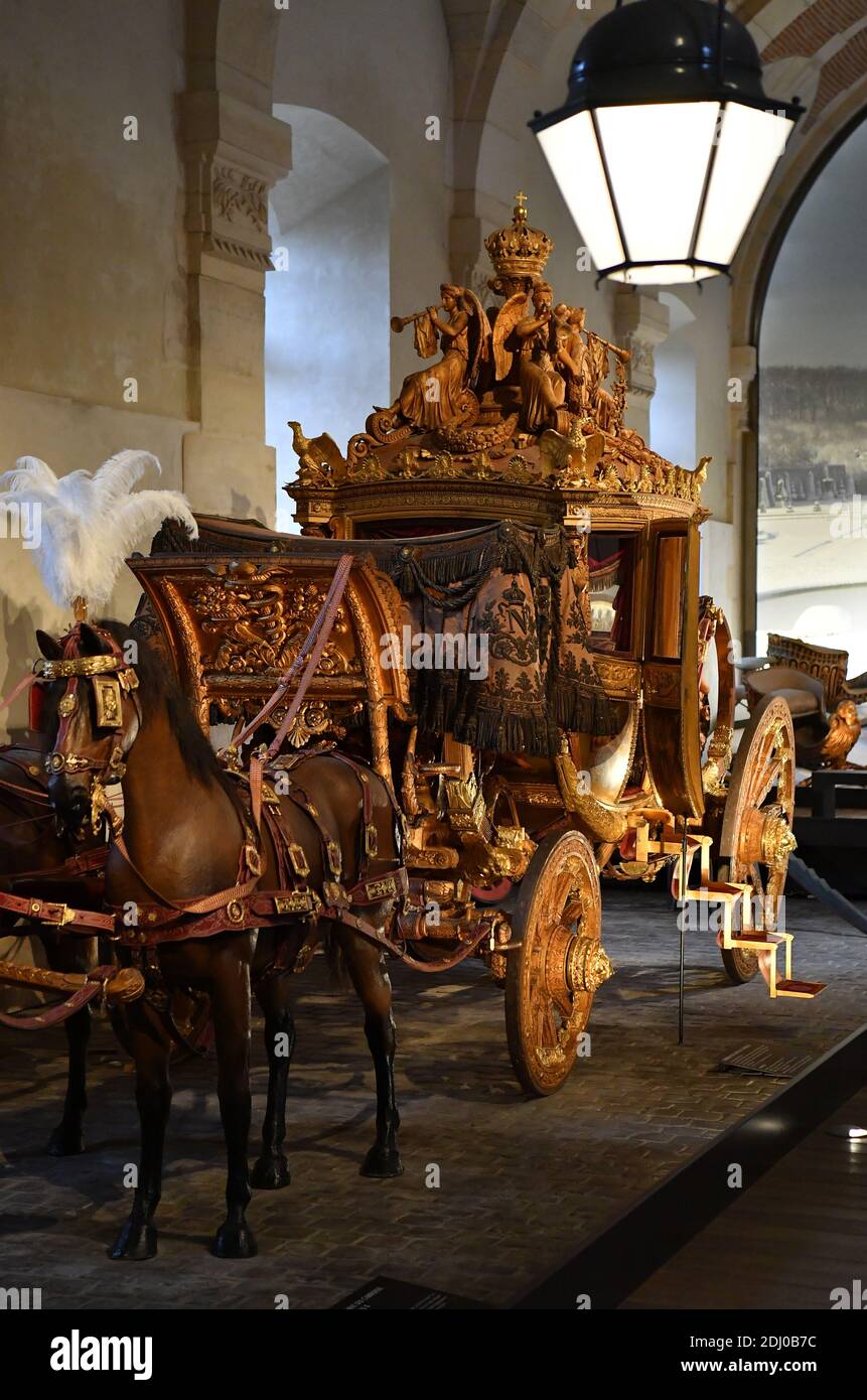 Royal Carriages are on display in the Galerie des Carrosses (Carriage