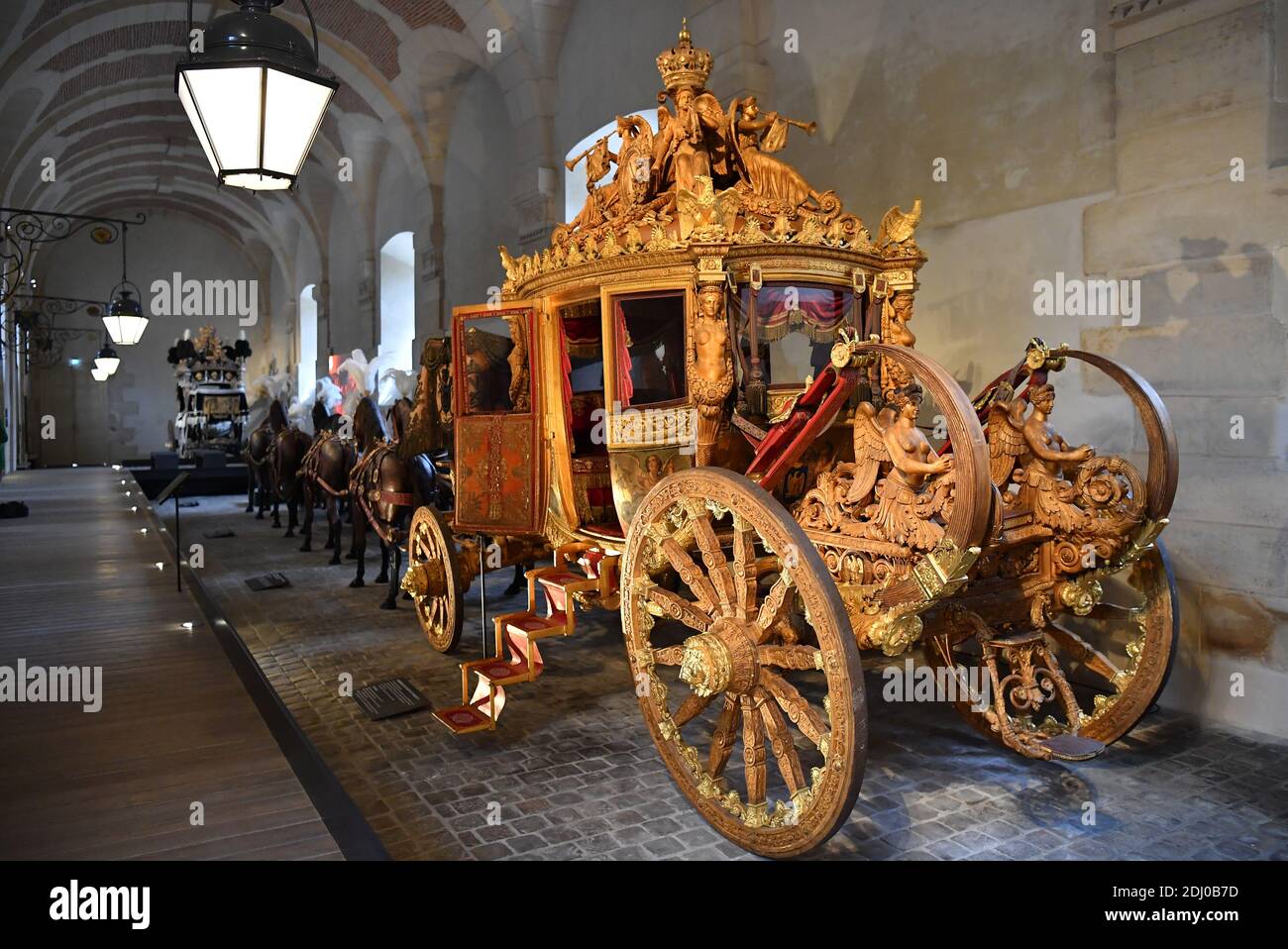 Royal Carriages are on display in the Galerie des Carrosses (Carriage