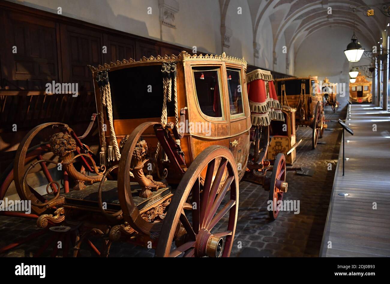 Royal Carriages are on display in the Galerie des Carrosses (Carriage