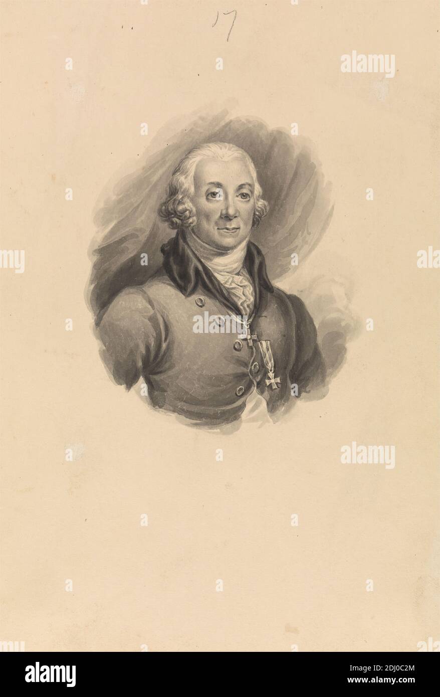 Frontispiece - Peter Simon Pallas, Charles Hamilton Smith, 1776–1859, Belgian, ca. 1837, Pen in black ink, gray ink, gray wash and graphite on moderately thick, slightly textured, cream, wove paper, Sheet: 6 11/16 × 4 9/16 inches (17 × 11.6 cm), portrait Stock Photo