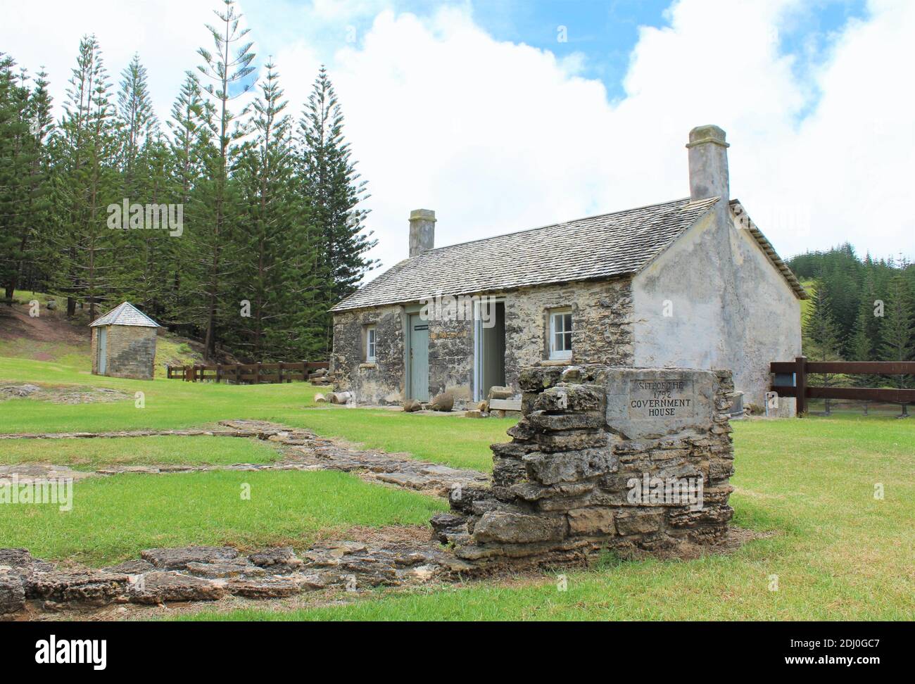 Norfolk Island, Australian External Territory, 1792 Government House Site, and Building of Surgeon's Kitchen, World Heritage Area, Kingston. Stock Photo
