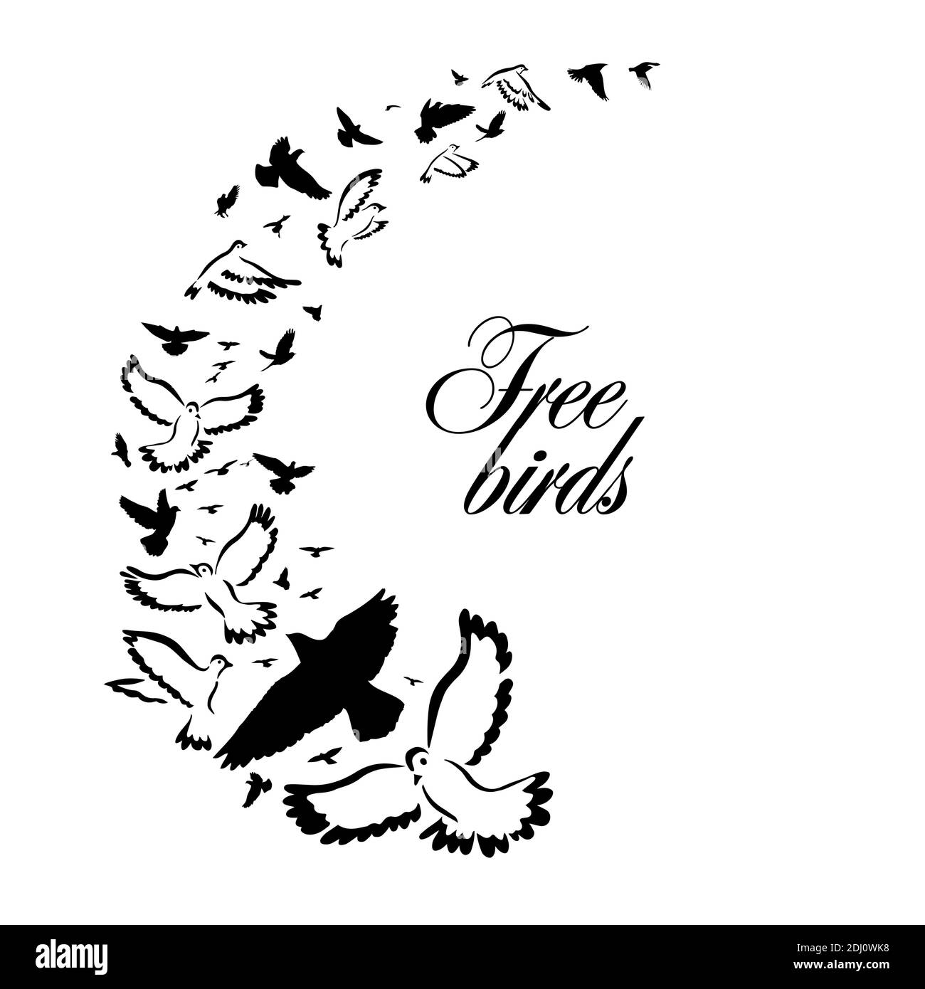 A flock of flying birds. Vector illustration Stock Vector