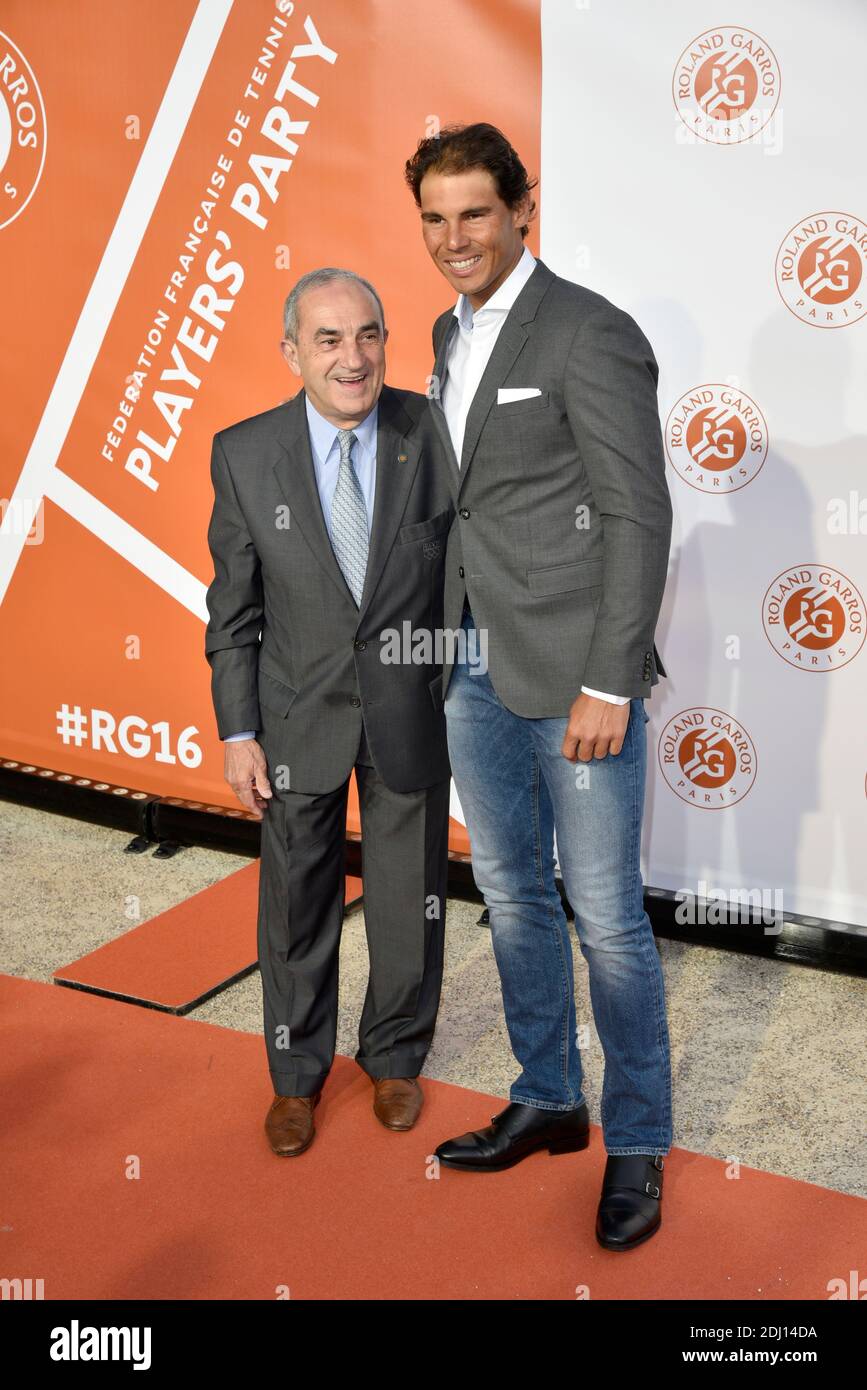 Jean Gachassin (President of French Tennis Federation, L) and Raael Nadal  attend the player's party ahead of the Roland Garros French Tennis Open  held at Le Petit Palais, on May 19, 2016,