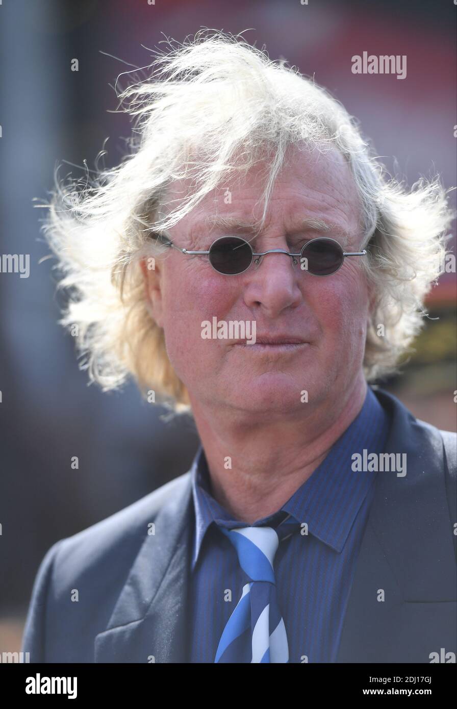 Former French rugbyman turned sculptor Jean-Pierre Rives during the  inauguration of a monument he created to honor French athletes who died in  military action, at Stade de France in Saint-Denis, near Paris,