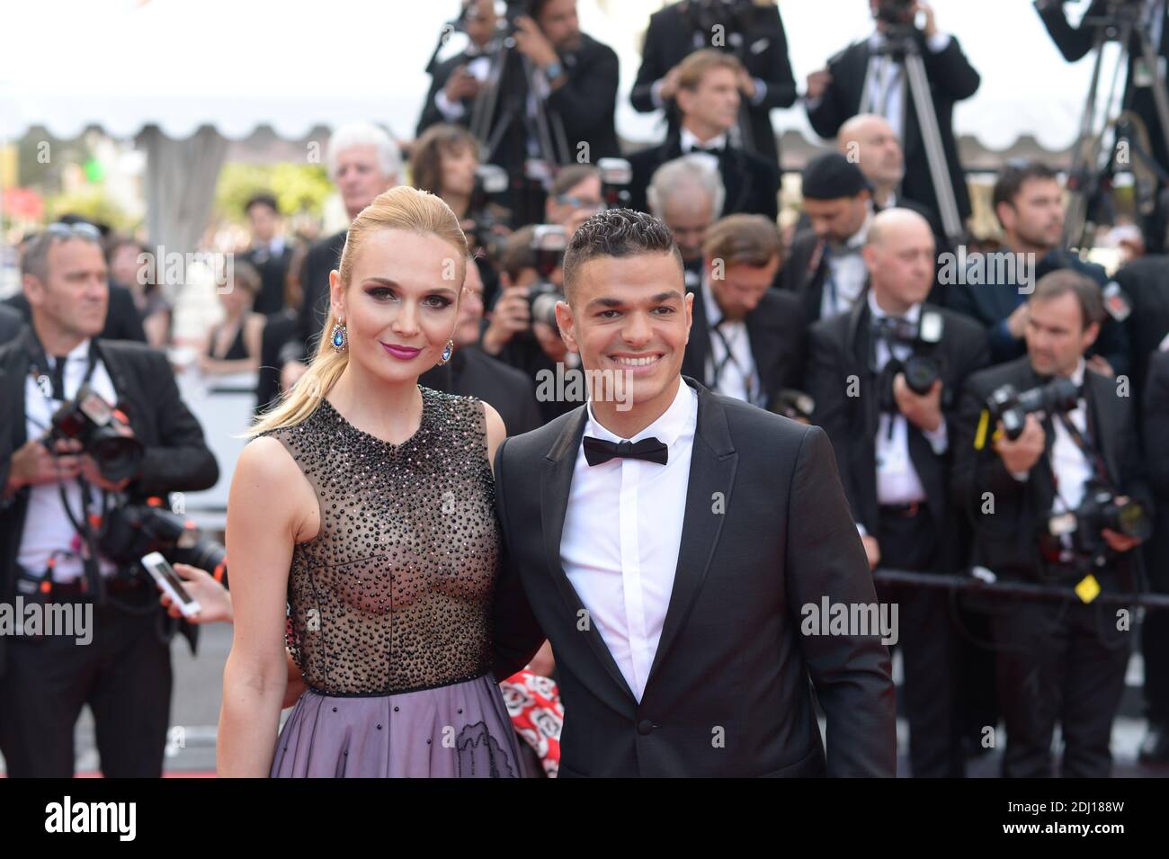 Hatem Ben Arfa and wife attending the screening of 'Loving' at the Palais  Des Festivals in Cannes, France on May 16, 2016, as part of the 69th Cannes  Film Festival. Photo by