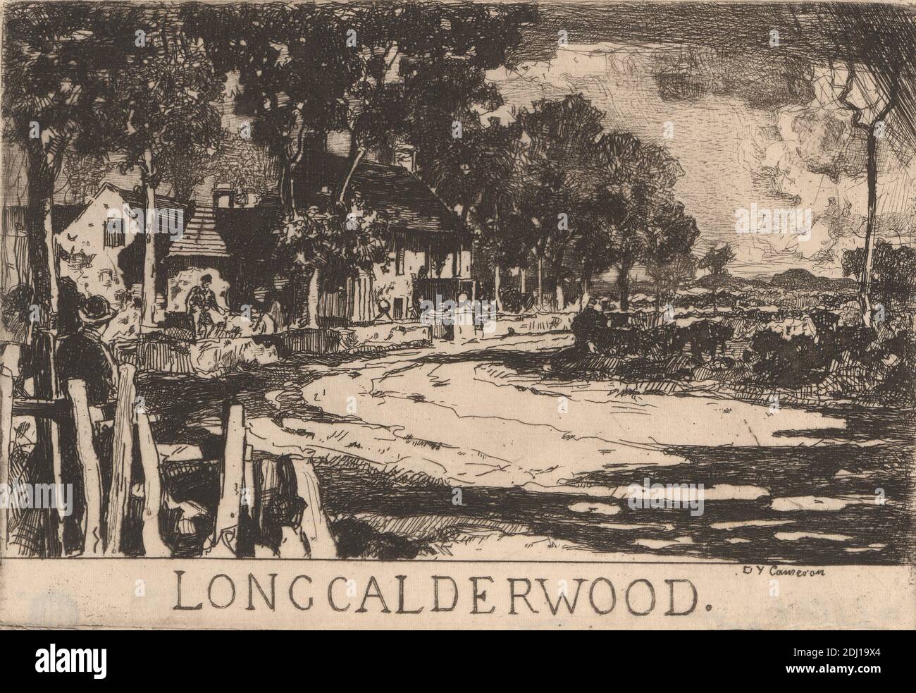 Long Calderwood, Sir David Young Cameron, 1865–1945, British, 1893, Etching on laid paper, Plate: 3 3/8 x 5in. (8.6 x 12.7cm) and Sheet: 4 5/8 x 5in. (11.7 x 12.7cm Stock Photo