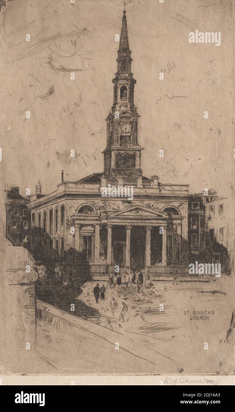 St. Enoch's Church, Glasgow, Sir David Young Cameron, 1865–1945, British, 1895, Etching on laid paper, Plate: 7 7/8 x 5in. (20 x 12.8cm) and Sheet: 8 1/4 x 5 1/16in. (21 x 12.8cm Stock Photo
