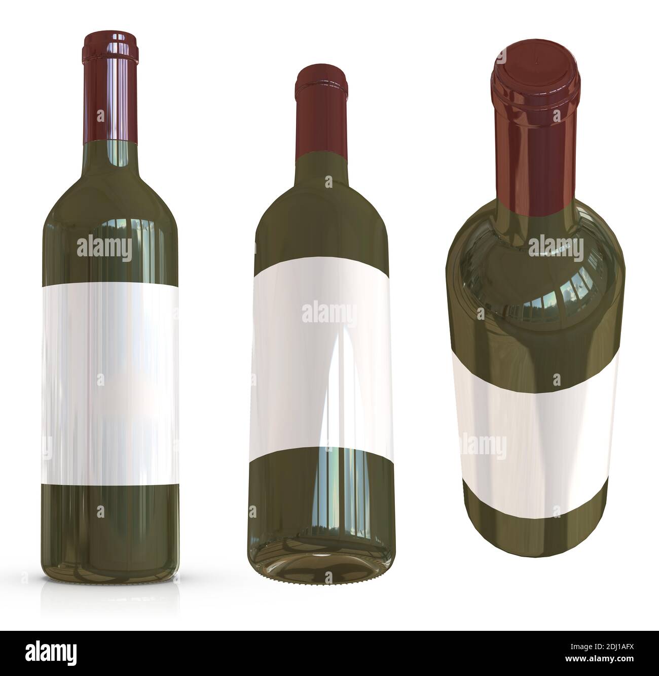3D rendering - High resolution image exclusive bottle of wine template isolated on white background, high quality details of cardboard Stock Photo