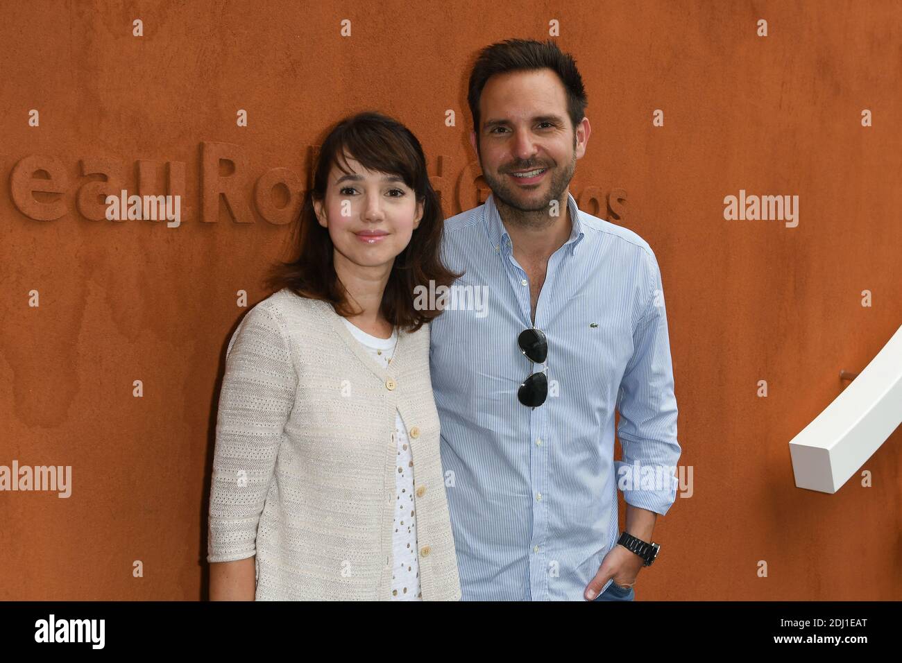 Christophe Michalak et sa femme Delphine McCarty posing at the Village