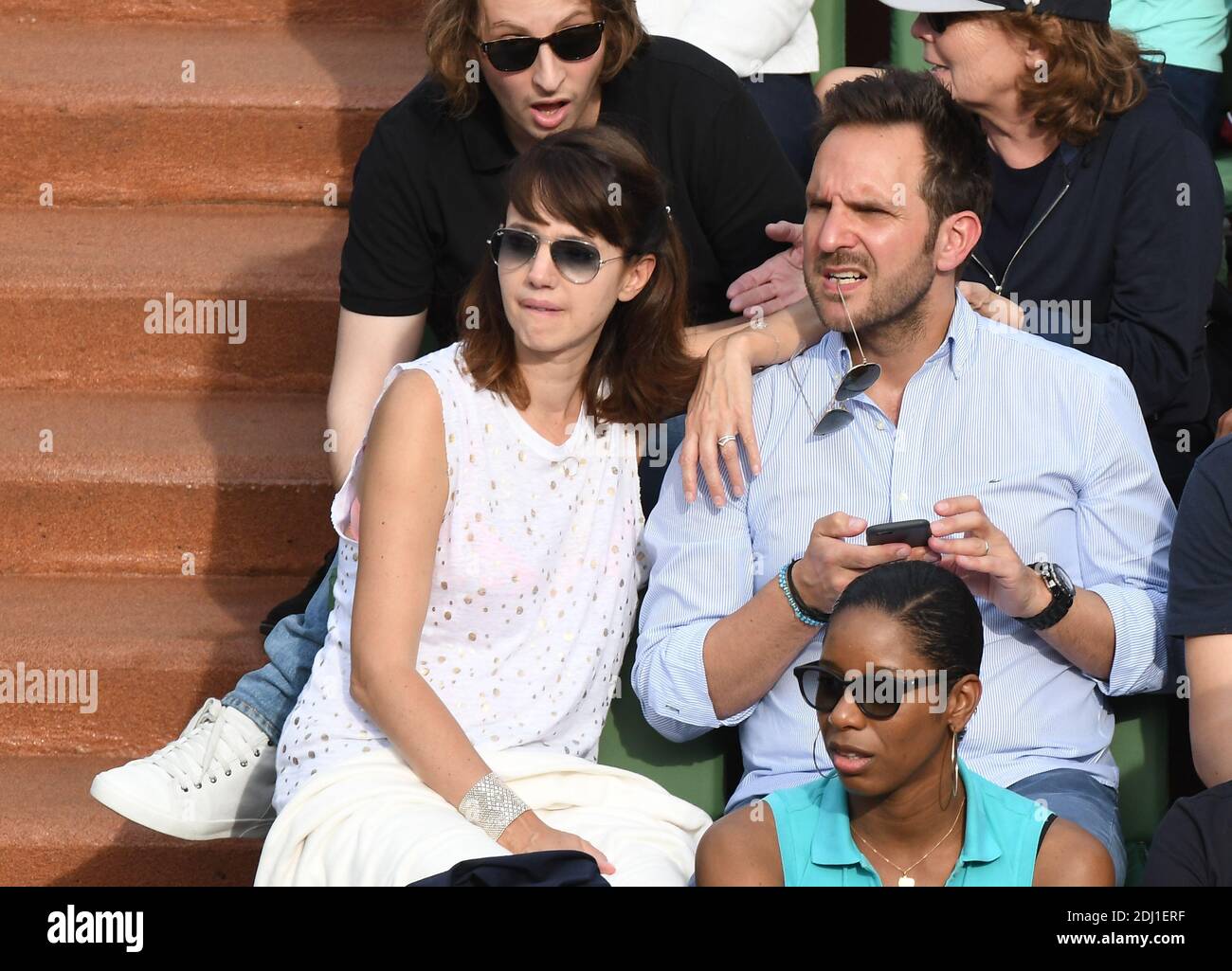 Christophe Michalak and his wife Delphine McCarty in the VIP Tribune