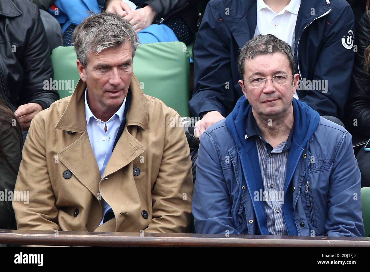 Philippe Caroit and Frederic Bouraly in the VIP Tribune during French Tennis Open at Roland-Garros arena in Paris, France on May 29, 2016. Photo by ABACAPRESS.COM Stock Photo