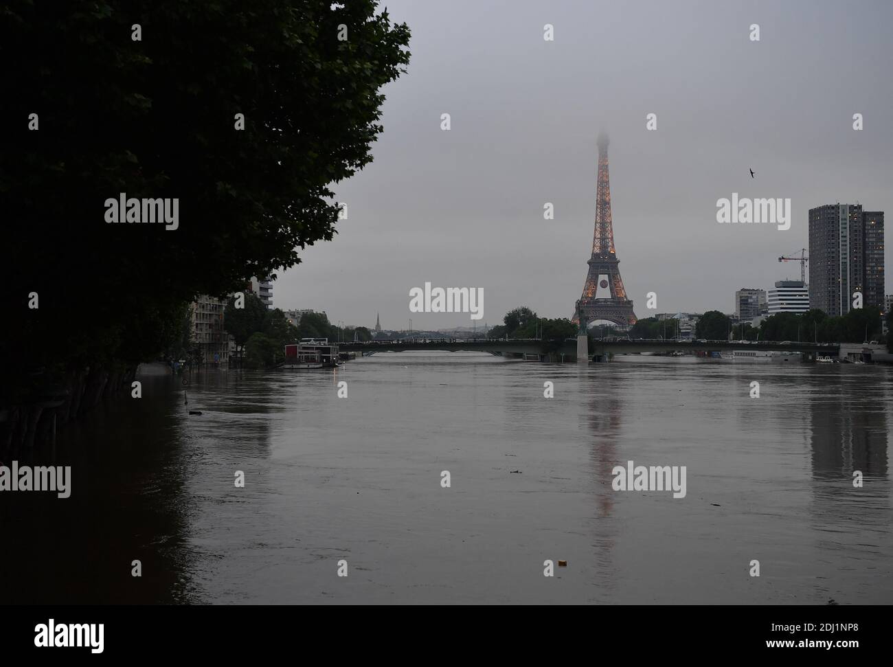 Overflow Shot A view of the overflow of the river Seine as it keeps on rising ...