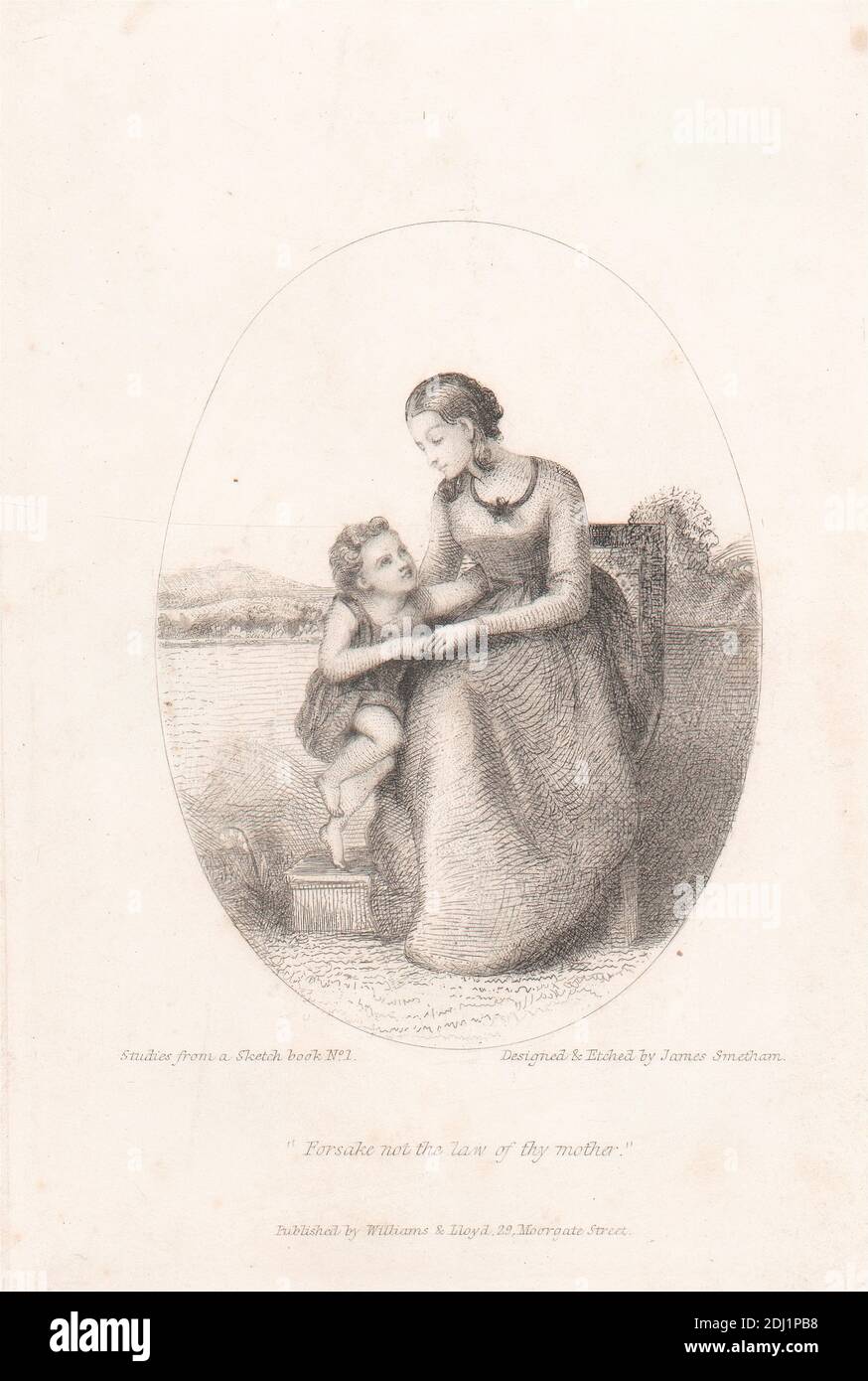 Forsake not the Law of thy Mother, James Smetham, 1821–1889, British, 1860, Etching and engraving, Sheet: 4 x 3in. (10.2 x 7.6cm Stock Photo