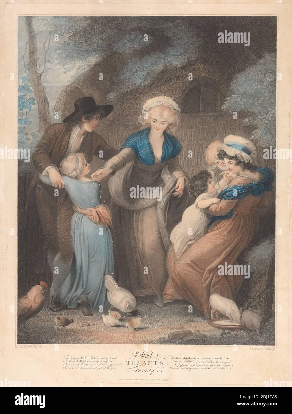 Tenant's Family, Charles Knight, 1743–c.1826, British, after Thomas Stothard, 1755–1834, British, 1800, Colored stipple engraving, Sheet: 21 x 16 1/2in. (53.3 x 41.9cm Stock Photo