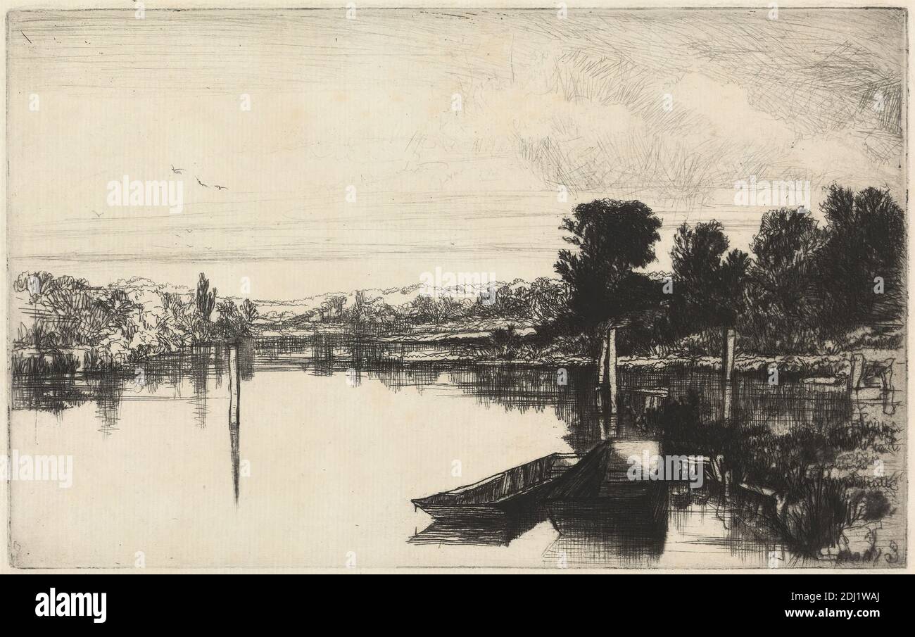 Egham Francis Seymour Haden 1818 1910 British 1859 Etching And Drypoint With Plate Tone On Medium Slightly Textured Blued White Laid Paper Sheet 6 5 16 X 9 1 16 Inches 16 1 X 23 Cm