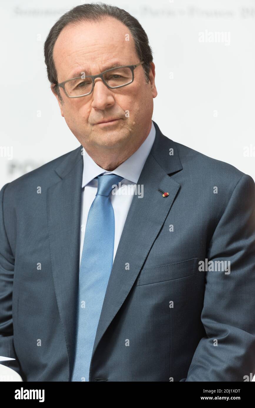 French President Francois Hollande during a visit to Futur en Seine ...