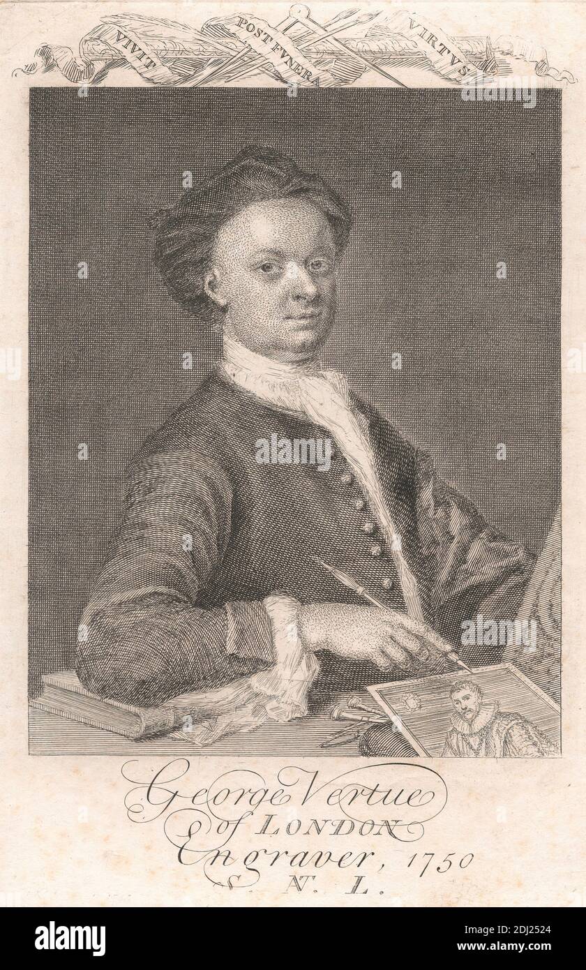 George Vertue of London, Engraver, 1750, George Vertue, 1684–1756, British, after Thomas Gibson, c.1680–1751, British, 1750, Engraving Stock Photo