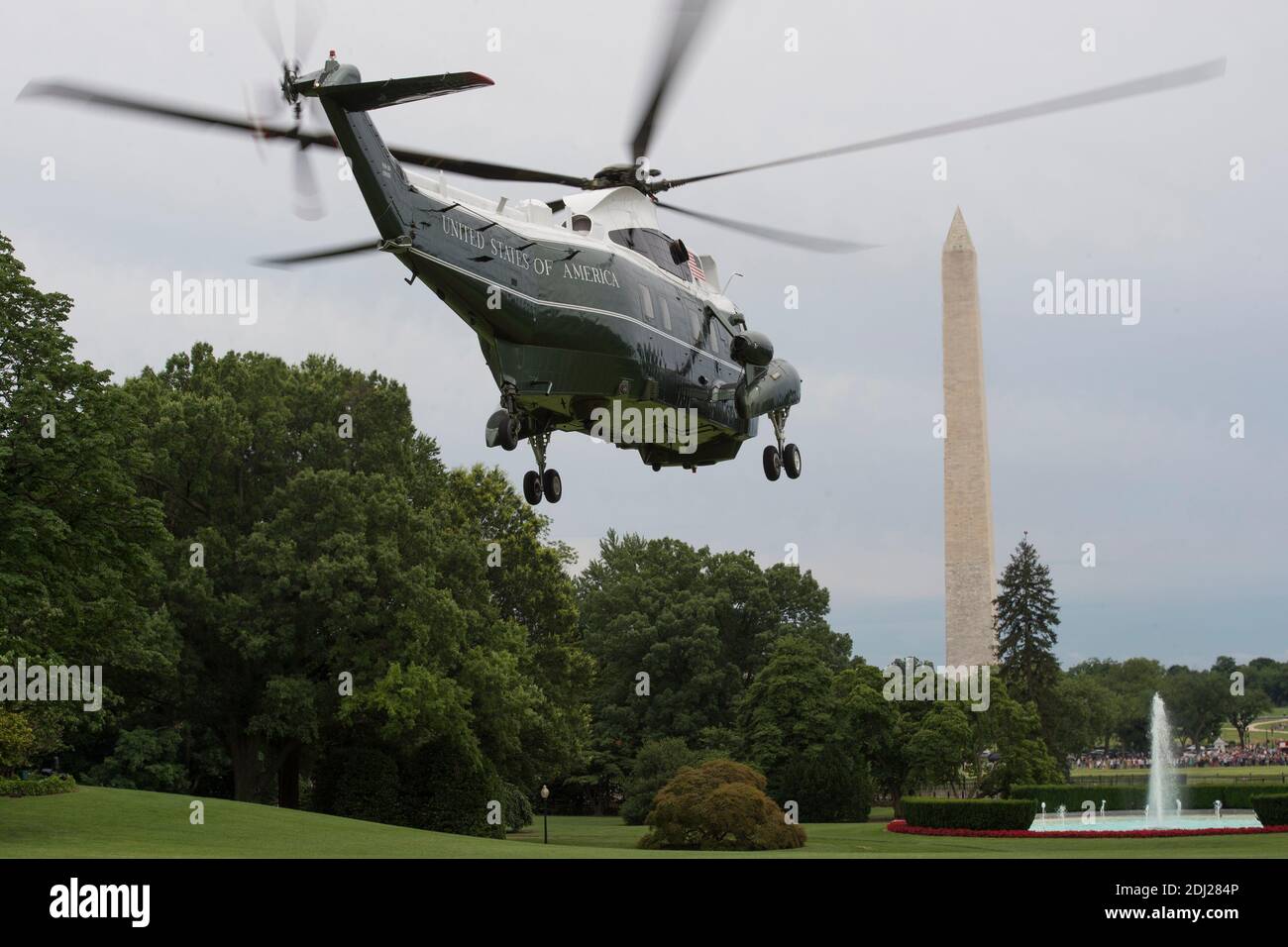 U.S. President Barack Obama aboard Marine One, departs the White House for San Jose, California in Washington, DC, USA, 23 June 2016. While in San Jose, Obama will attend the Global Entrepreneurship Summit with Facebook co-founder and CEO Mark Zuckerberg. Photo by Molly Ryley/Pool/ABACAPRESS.COM Stock Photo