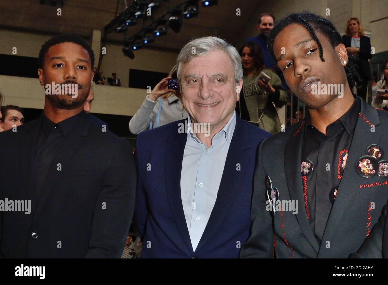 Michael B. Jordan, Sidney Toledano and ASAP Rocky arriving at the Christian  Dior Homme show during