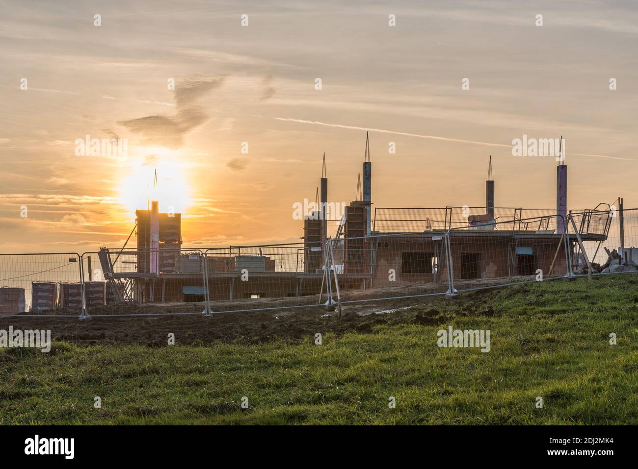 Atmospheric Sunset On A Construction Site Stock Photo - Alamy