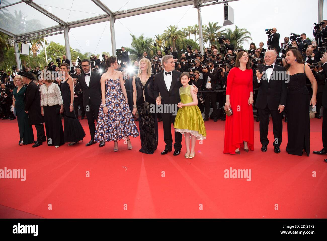 Frank Marshall, Kathleen Kennedy, Kate Capshaw, Steven Spielberg, Ruby Barnhill, Mark Rylance, Claire van Kampen, Lucy Dahl, Penelope Wilton and Jemaine Clement - CANNES 2016 - MONTEE DU FILM 'THE BFG (LE BON GROS GEANT) Photo by Nasser Berzane/ABACAPRESS.COM Stock Photo