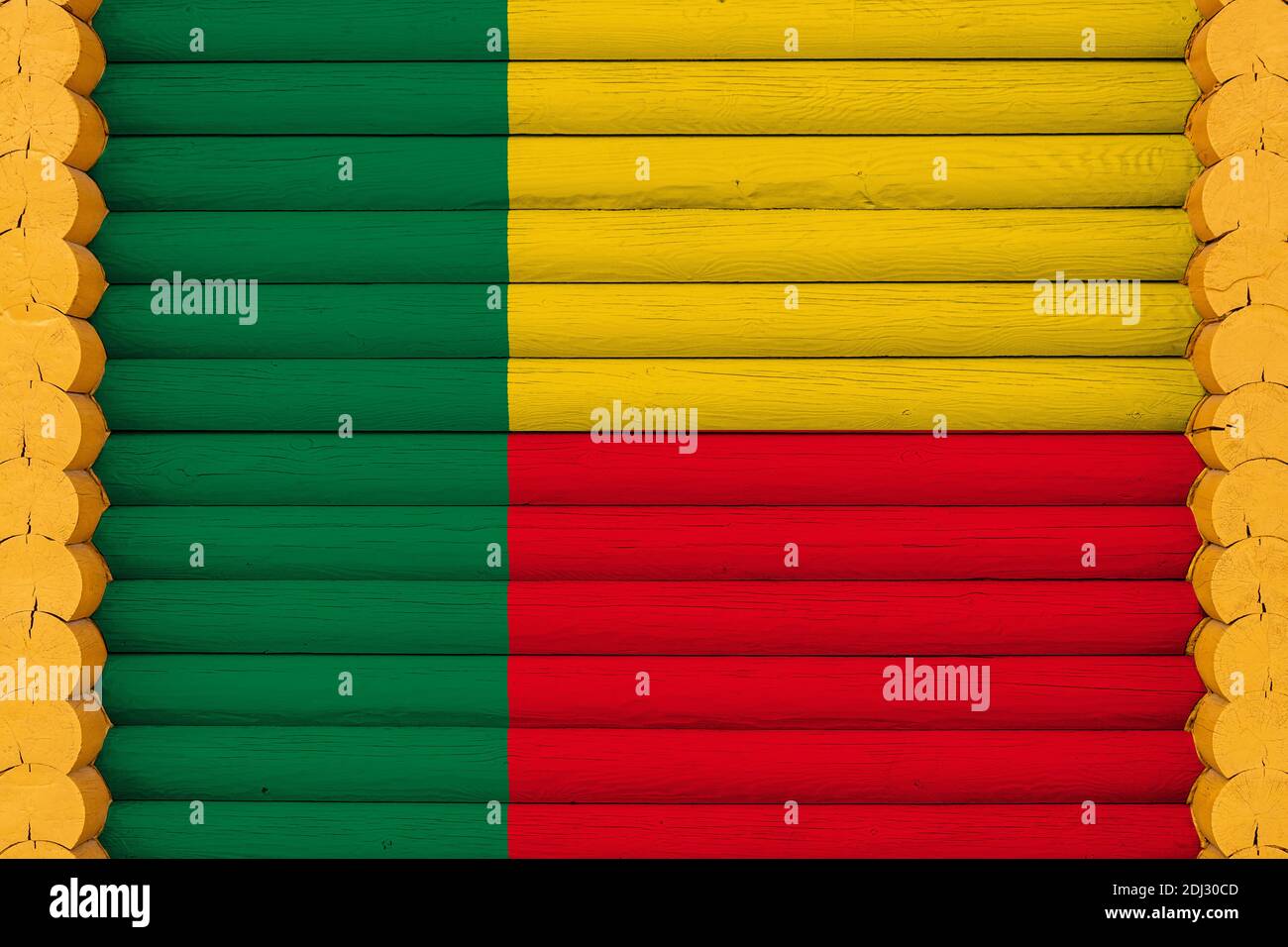 National flag of Benin on a wooden wall background. The concept of ...