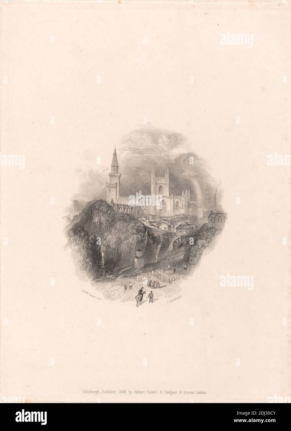 Dunfermline, John Horsburgh, 1791–1869, British, after Joseph Mallord William Turner, 1775–1851, British, 1836, Etching and engraving Stock Photo