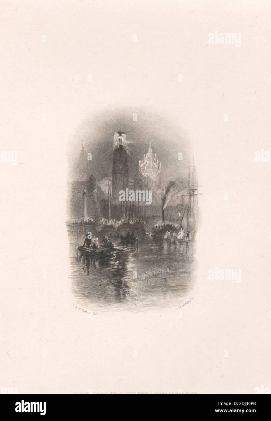 Calais (Vignette), John Horsburgh, 1791–1869, British, after Joseph Mallord William Turner, 1775–1851, British, 1836, Line engraving Stock Photo