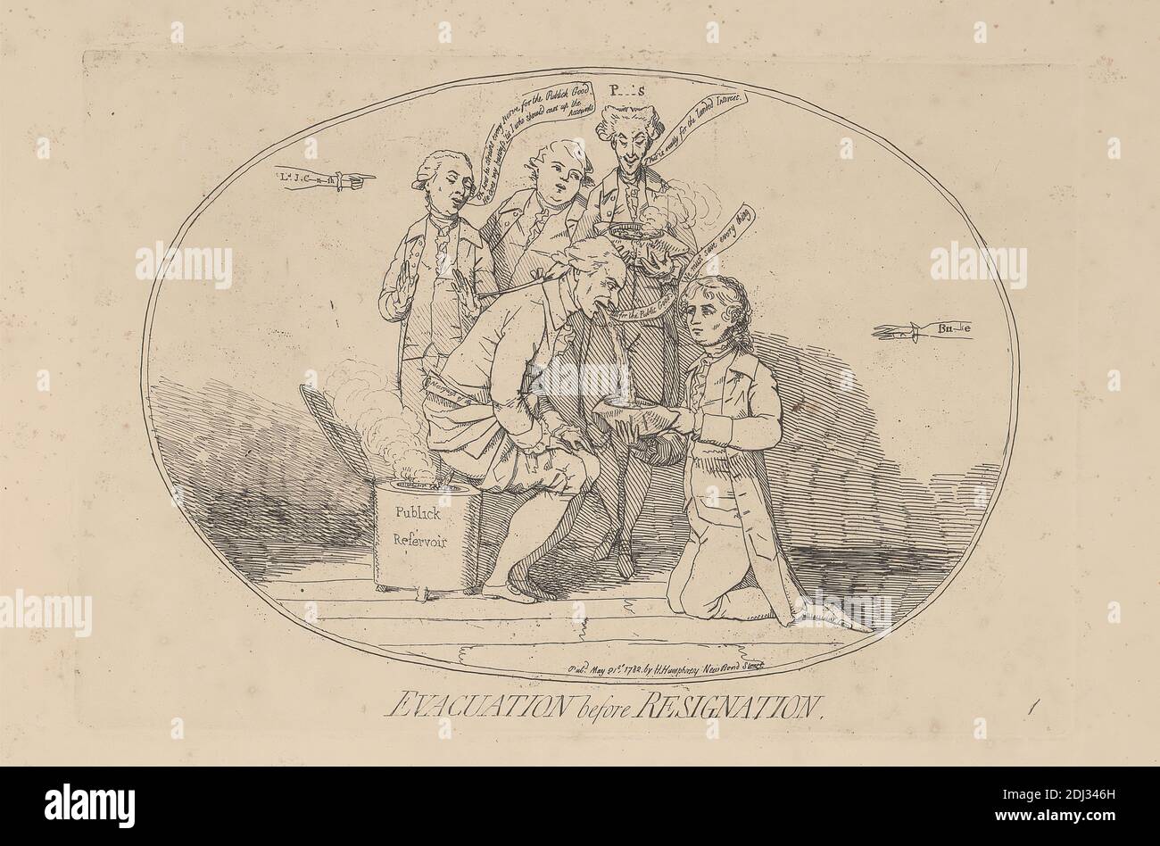 Evacuation Before Resignation, James Gillray, 1757–1815, British, 1782, Engraving, Sheet: 25 3/8 x 19in. (64.5 x 48.3cm Stock Photo