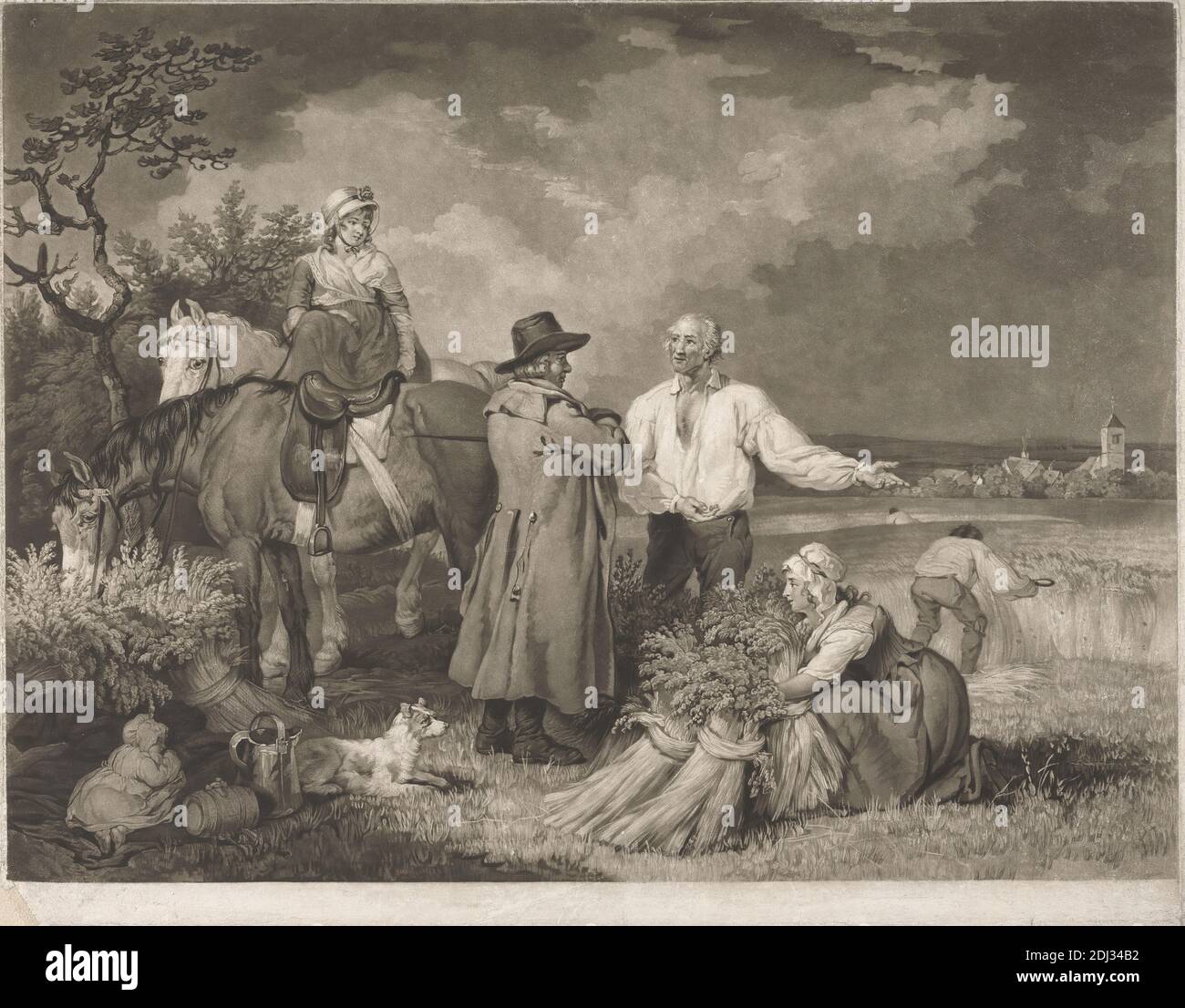 Reaping, William Ward, 1766–1826, British, after James Ward, 1769–1859, British, 1810, Mezzotint, proof before all letters, Sheet: 19 x 24 1/4in. (48.3 x 61.6cm Stock Photo