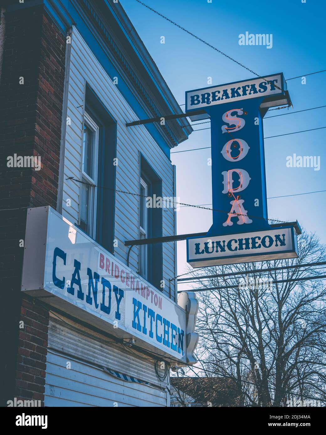 Bridgehampton Candy Kitchen sign in the Hamptons, New York Stock Photo