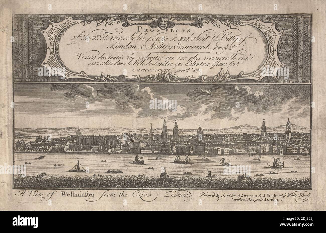 A View of Westminster from the River Thames, unknown artist, seventeenth century-eighteenth century, after unknown artist, undated, Engraving Stock Photo