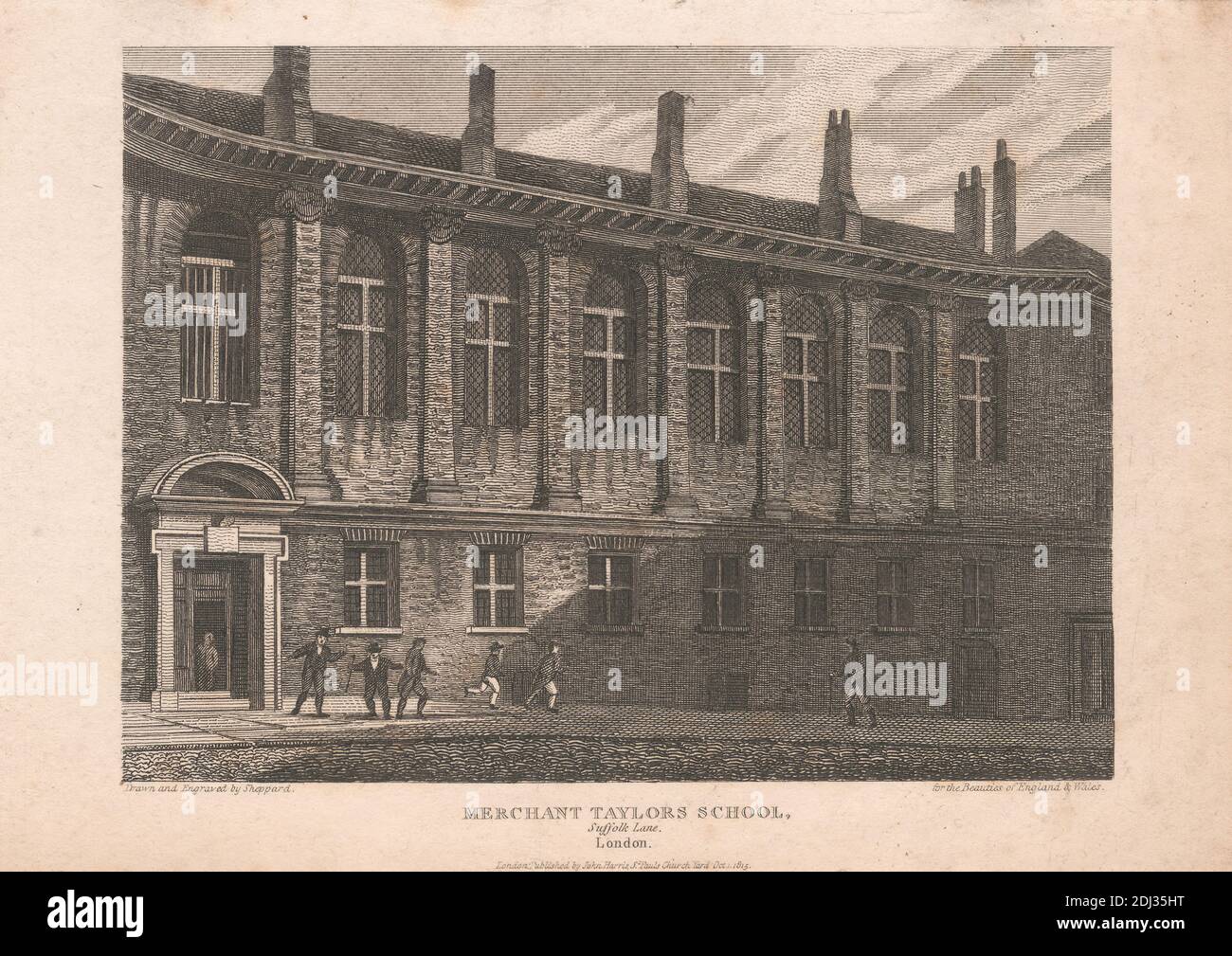 Merchant Taylors School, Suffolk Lane, London, Sheppard, after Sheppard, 1815 Stock Photo