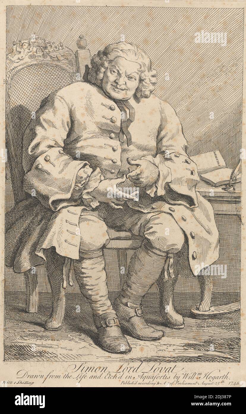 Simon Lord Lovat, William Hogarth, 1697–1764, British, 1746, Etching, Sheet: 13 1/8 x 8 7/8in. (33.3 x 22.5cm Stock Photo