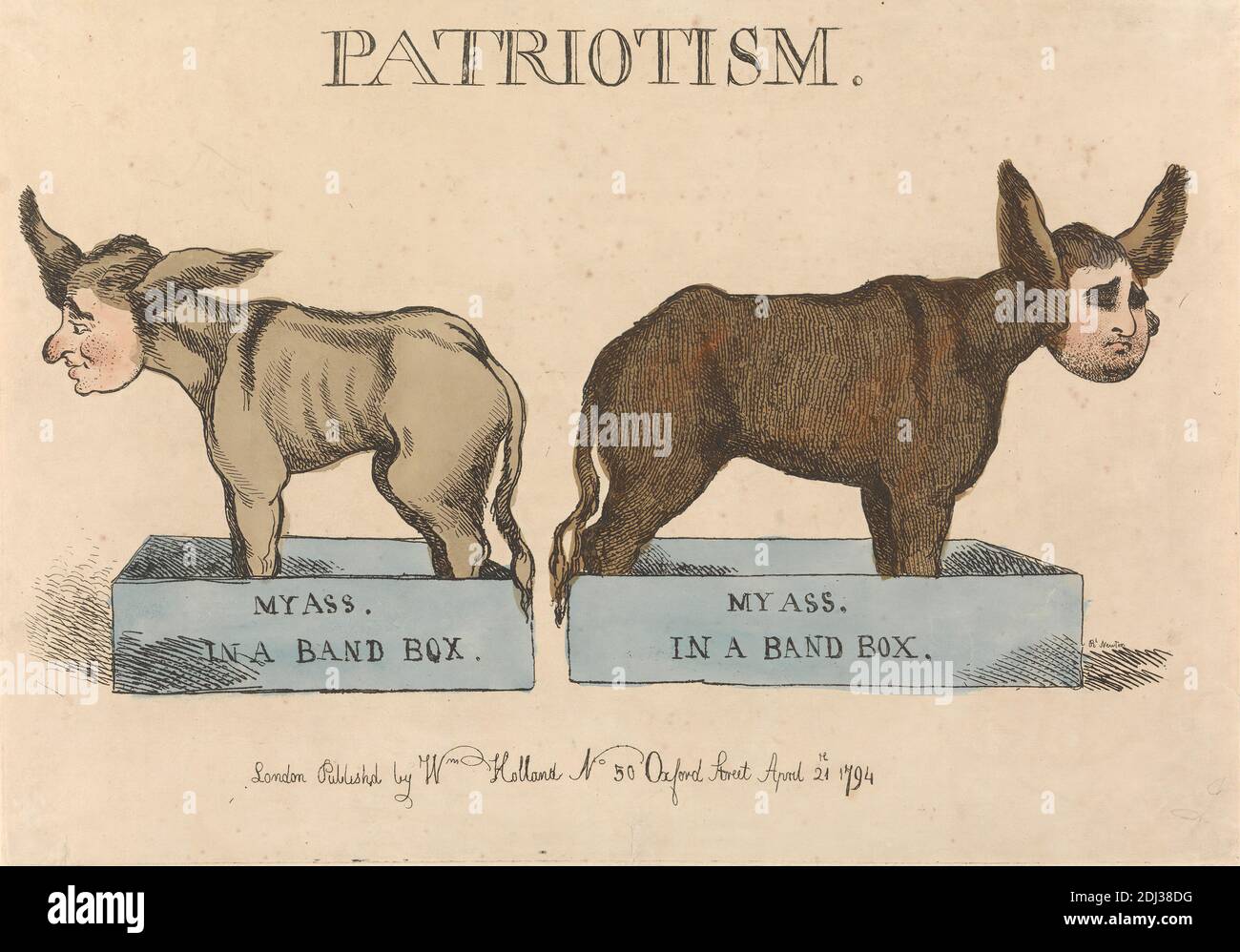 Patriotism, Richard Newton, 1777–1798, British, 1794, Etching, hand-colored, Sheet: 5 3/4 x 13in. (14.6 x 33cm Stock Photo