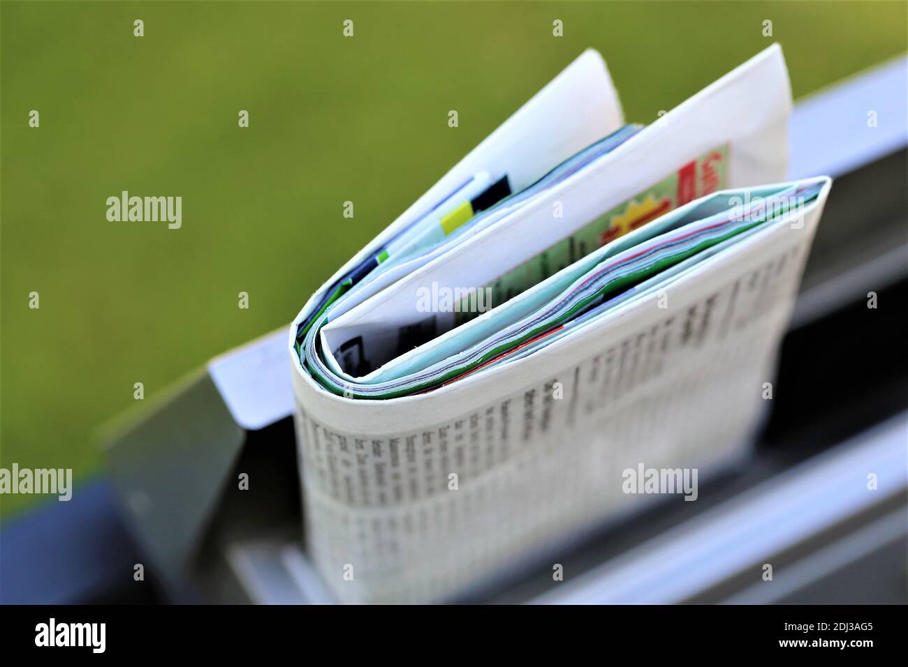 stack of books on blue background Stock Photo