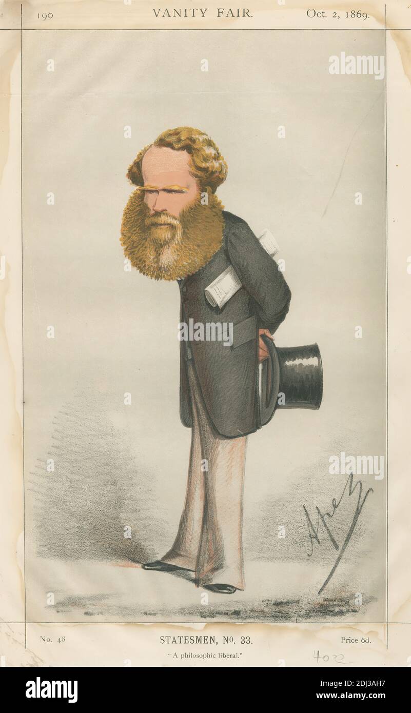 Politicians - Vanity Fair - 'A philosophic liberal'. Mr. M.E. Grant-Duff. October 2, 1869, Carlo Pellegrini, 1839–1889, Italian, 1869, Chromolithograph Stock Photo