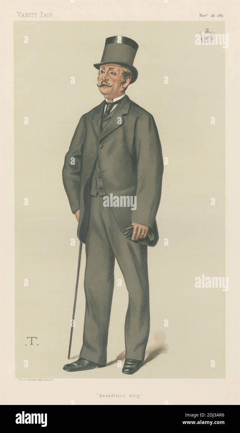 Politicians - Vanity Fair - 'hereditary whip'. Viscount Hawarden. November 26 1881, Theobald Chartran, 1849–1907, French, 1881, Chromolithograph Stock Photo