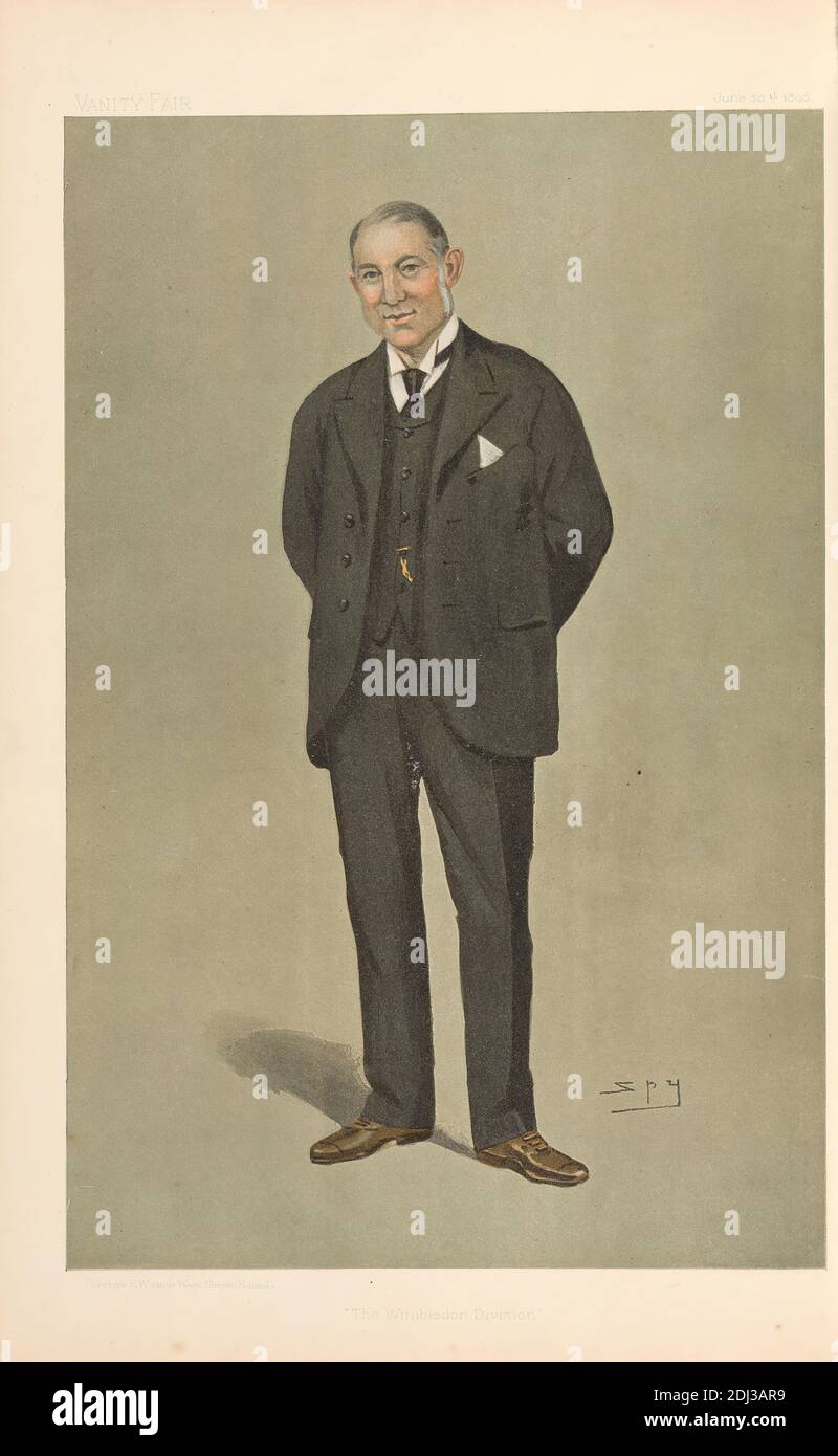 Vanity Fair: Freemasons; 'The Wimbledon Division', Mr. Henry Cosmo Orme Bonsor, June 30, 1898, Leslie Matthew 'Spy' Ward, 1851–1922, British, 1898, Chromolithograph Stock Photo