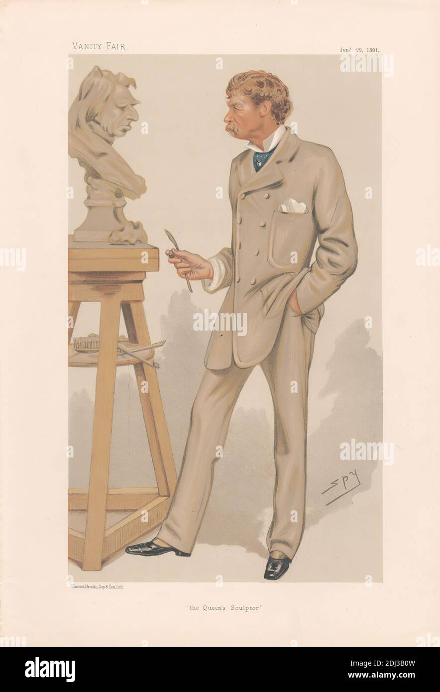 Vanity Fair - Artists. 'The Queen Sculptor'. Mr. Joseph Edgar Boehm. 22 January 1881, Leslie Matthew 'Spy' Ward, 1851–1922, British, 1881, Chromolithograph Stock Photo