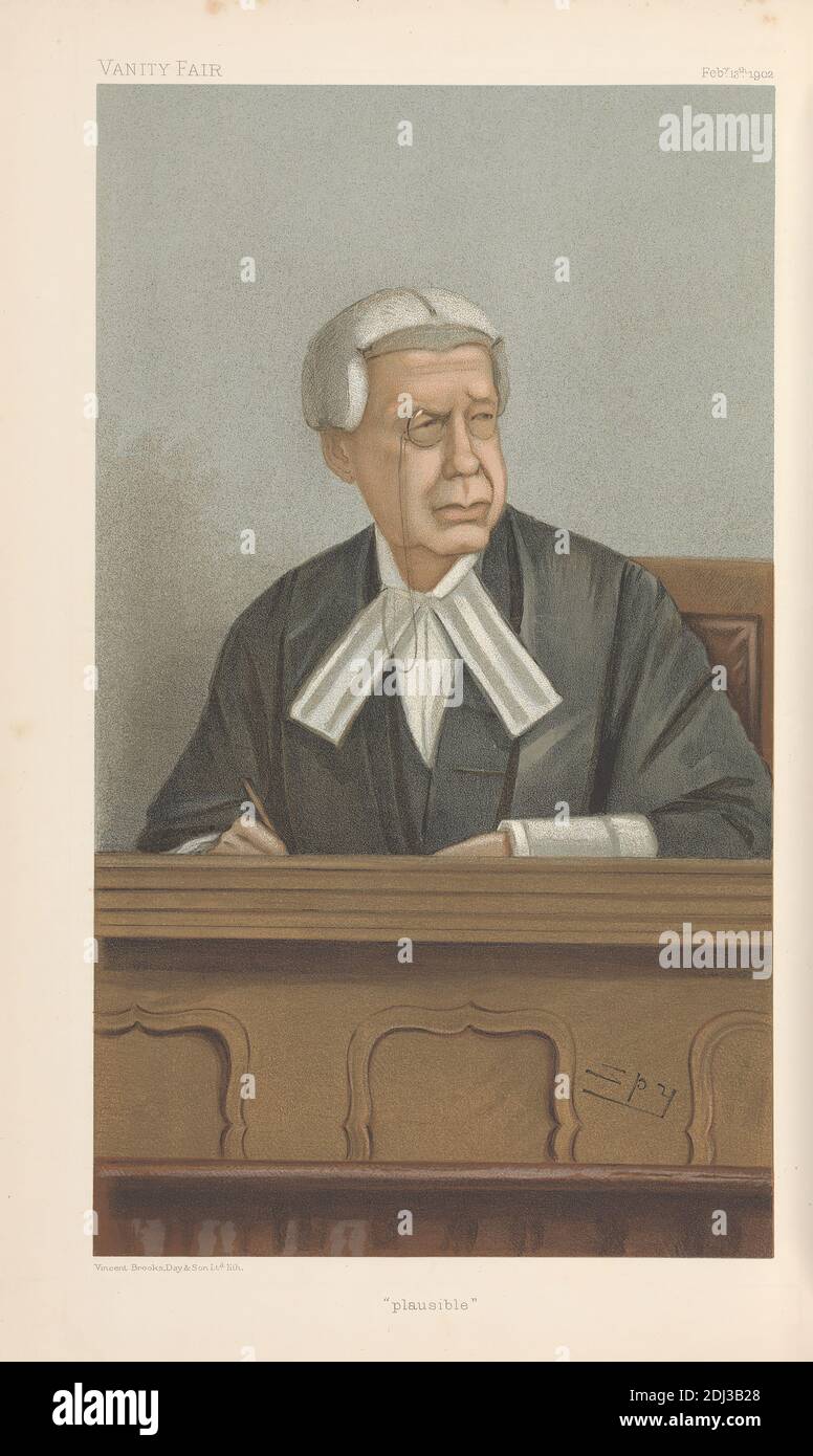 Vanity Fair: Legal; 'Plausible', Swinfen Eady, February 13, 1902, Leslie Matthew 'Spy' Ward, 1851–1922, British, 1902, Chromolithograph Stock Photo