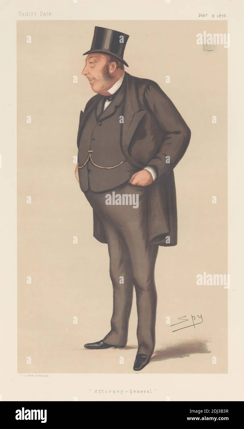 Vanity Fair: Legal; 'Attorney-General', John Holker, February 9, 1878, Leslie Matthew 'Spy' Ward, 1851–1922, British, 1878, Chromolithograph Stock Photo