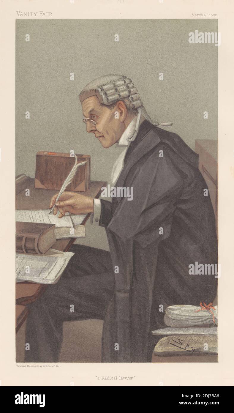 Vanity Fair: Legal; 'A Radical Lawyer', Mr. John Walton, March 6, 1902, Leslie Matthew 'Spy' Ward, 1851–1922, British, 1902, Chromolithograph Stock Photo